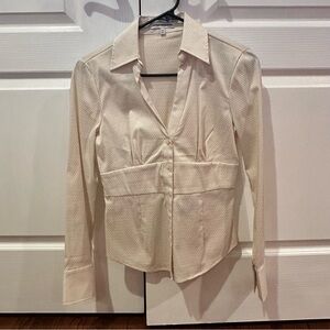 Express Design Studio Vintage Cream Textured Button-Up Blouse